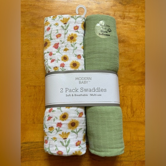 Modern Baby Soft & Breathable 2 Pack Swaddles Multi Use NEW Shower Gift Infant - Picture 1 of 3